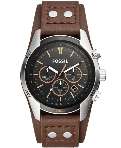 Часы и аксессуары Fossil Мужские наручные часы Coachman из коричневой кожи 45 мм