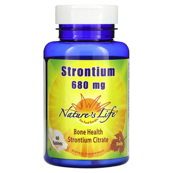 Витамины и минералы Nature's Life Стронций, 680 мг, 60 таблеток (340 мг на таблетку)