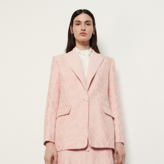 Sandro Zebrey Satin Blazer Jacket Pink 34 US Size XS