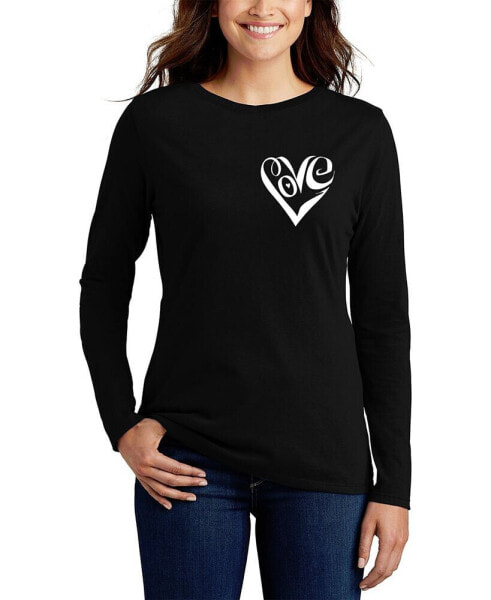 Women's Word Art Script Heart Long Sleeve T-Shirt