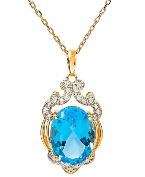 Blue Topaz (7 ct. t.w) Pendant Necklace in 14K Gold Plated Sterling Silver