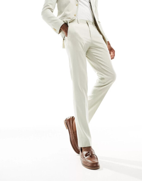 Jack & Jones Premium slim fit suit trouser in cream