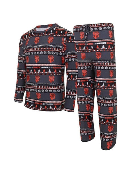 Men's Black San Francisco Giants Knit Ugly Sweater Long Sleeve Top and Pants Set