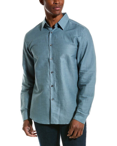 Theory Essential Linen-Blend Shirt Men's Blue S