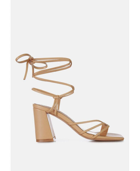 Piri toe ring tie up block sandals