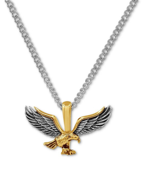 Men's Two-Tone Eagle 24" Pendant Necklace in Stainless Steel & Yellow Ion-Plate