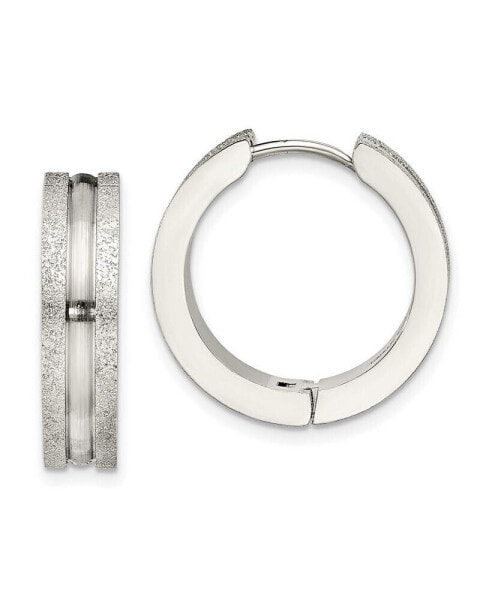 Stainless Steel Polished Laser Cut Hinged Hoop Earrings