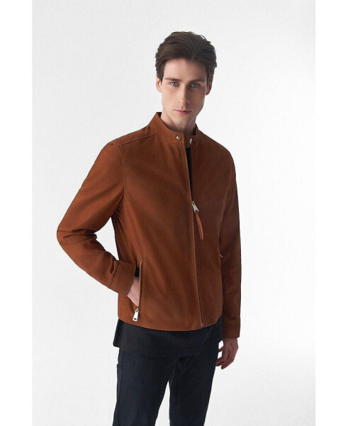 Men's Genuine Leather Casual Jacket, Tan