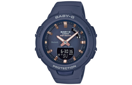 CASIO 卡西欧 BABY-G系列 运动系列 时尚潮流休闲 蓝牙连接 100米防水运动手表 日韩表 女表 蓝色 BSA-B100-2A#送礼推荐# / Часы CASIO BABY-G 100 BSA-B100-2A