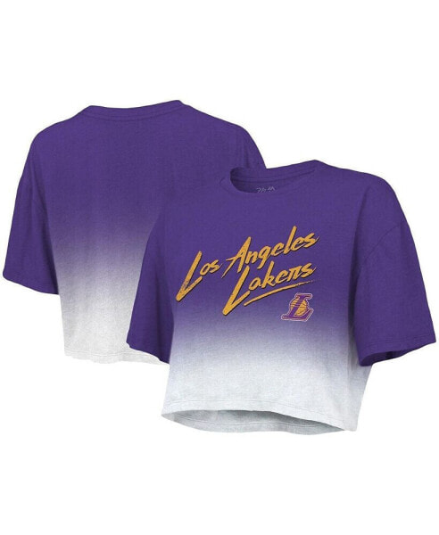 Women's Threads Purple, White Los Angeles Lakers Dirty Dribble Tri-Blend Cropped T-shirt