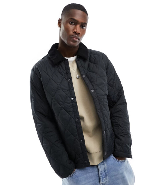 Jack & Jones short collar quilted jacket in black