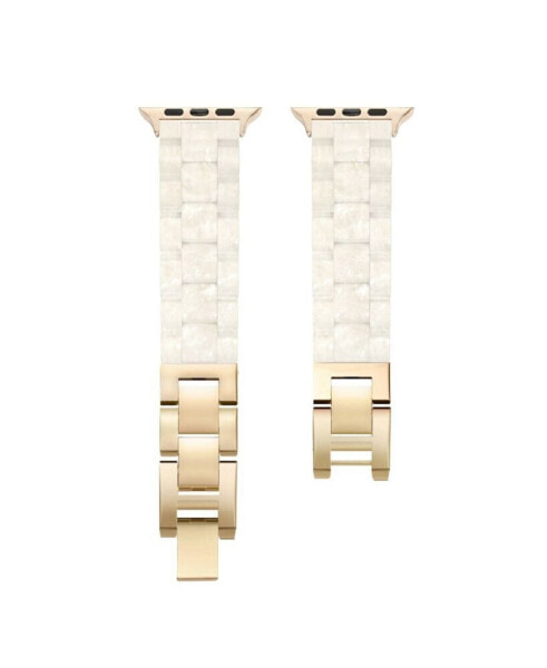 Women's Gold-Tone Alloy White Resin Strap Compatible for 38mm, 40mm Apple Watch
