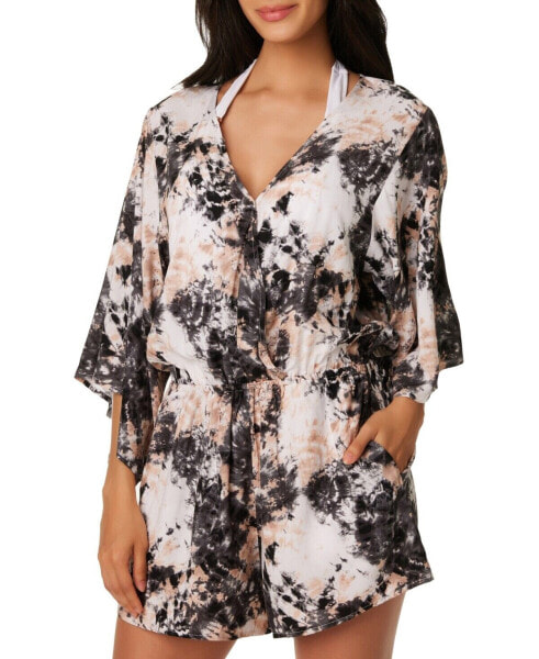 Bar III BLACK TIE DYE Wet N Wild Romper Swim Cover-up US X-Small