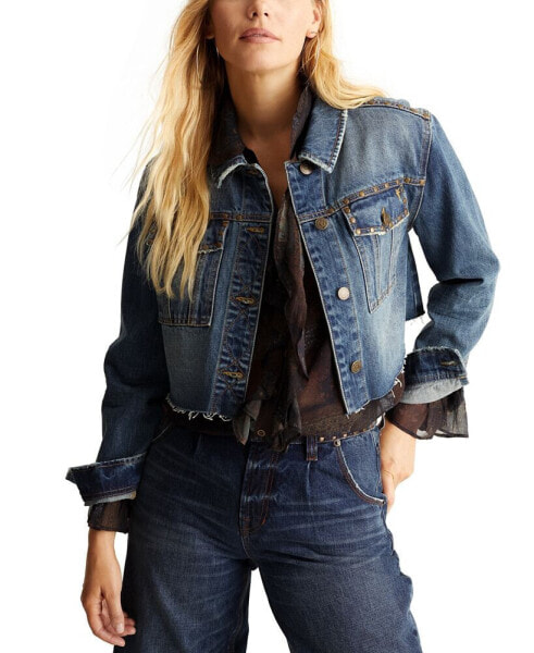Куртка джинсовая женская укороченная с карманами Frye
