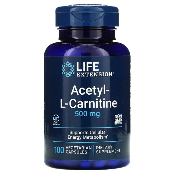 Аминокислоты Life Extension Acetyl-L-Carnitine, 500 мг, 100 вегетарианских капсул