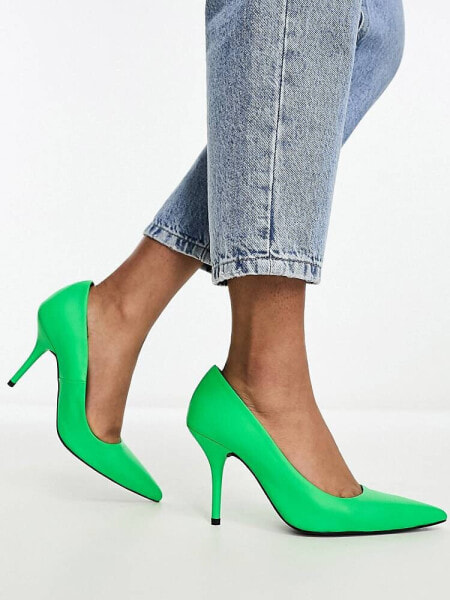 ASOS DESIGN Patience premium leather court shoes in green