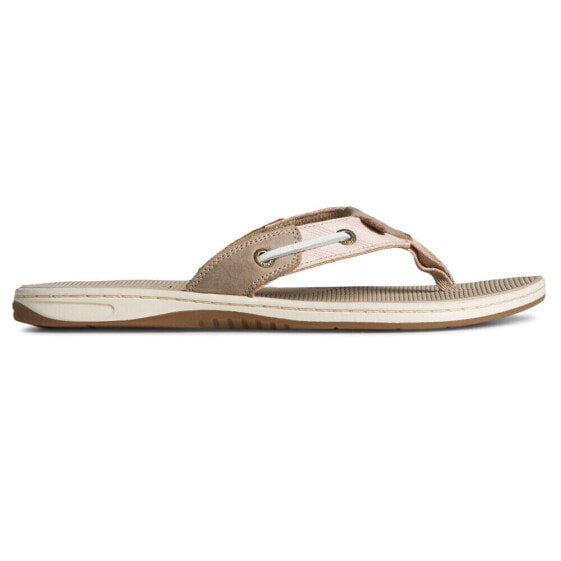 Sperry Seafish Tri Color Stripe Flip Flops Womens Brown Casual Sandals STS88592