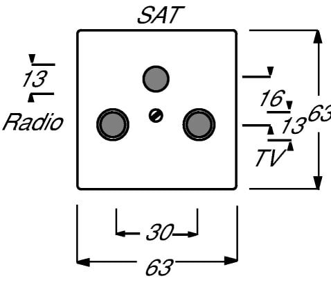 BUSCH JAEGER 1743-82 - Ivory - Conventional - Busch-Jaeger - 0230-0-0250 - SAT + TV + Radio - 63 mm