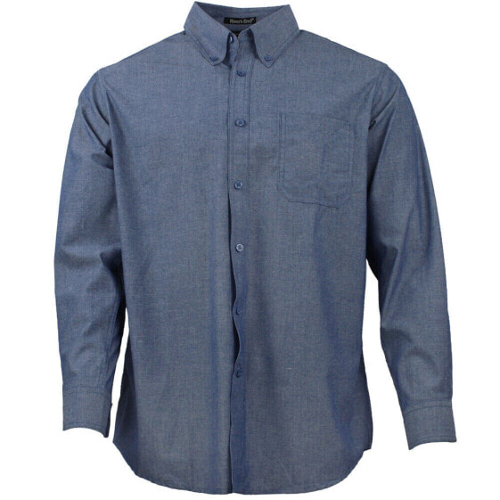 River's End Yarn Dye Chambray Long Sleeve Button Up Shirt Mens Size S Casual To