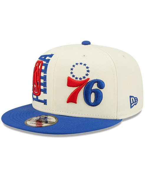 Men's Cream and Royal Philadelphia 76ers 2022 NBA Draft 9FIFTY Snapback Adjustable Hat