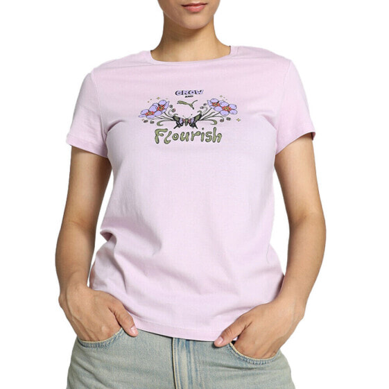 Puma Graphics Grow & Flourish Crew Neck Short Sleeve T-Shirt Womens Purple Casua