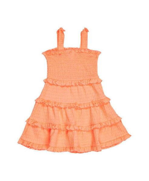 Big Girls Crinkle Knit Tiered Dress