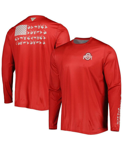 Men's Scarlet Ohio State Buckeyes Terminal Shot Omni-Shade Omni-Wick Long Sleeve T-shirt