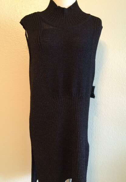 Inc International Concepts Mock Neck Sleeveless Ribbed Sweater Dress Black XL