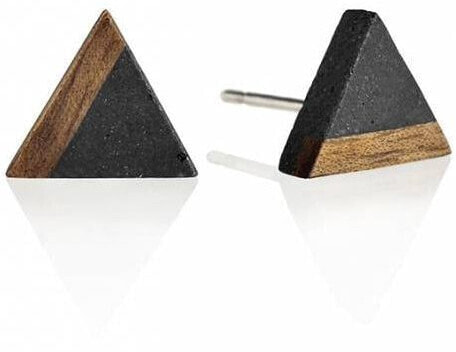 Stone and Wood Stud Earrings Triangle Wood GJEWWOA003UN