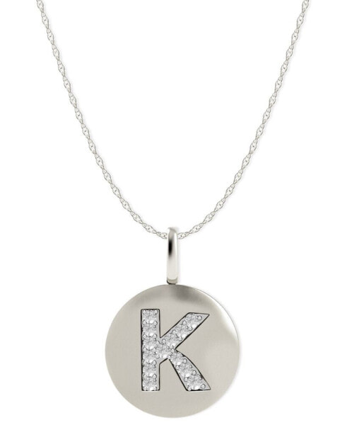 Macy's 14k White Gold Necklace, Diamond Accent Letter K Disk Pendant