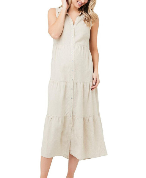 Maternity Tracy Button Down Tiered Dress