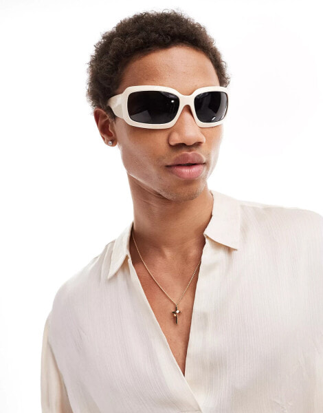 ASOS DESIGN square sunglasses in cream