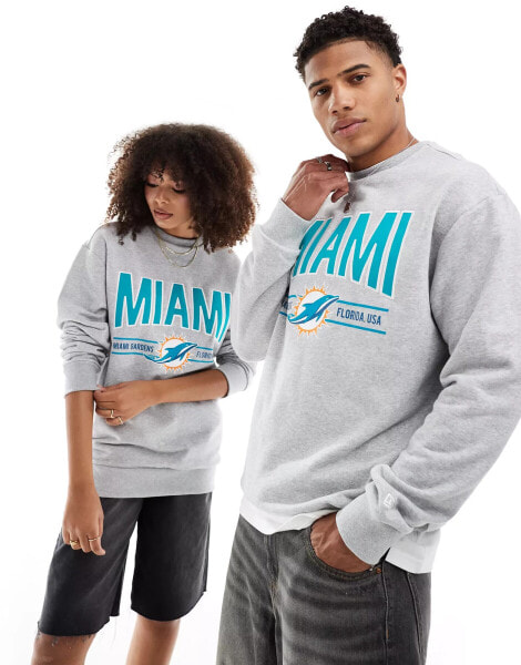 New Era unisex Miami Dolphins sweatshirt in grey marl