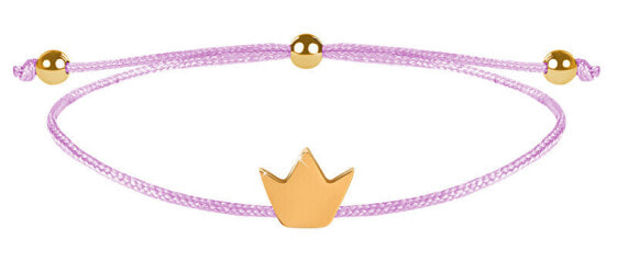Связанный браслет розовый / золотая корона