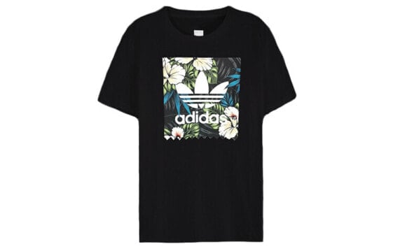 adidas originals三叶草 花卉印花短袖T恤 男款 黑色 / Футболка Adidas originals T trendy_clothing featured_tops EC7360