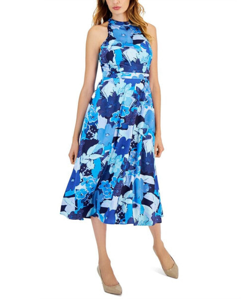 Petite Printed Sleeveless Midi Dress