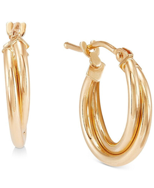 Double Twist Hoop Earrings in 10k Gold (10mm)