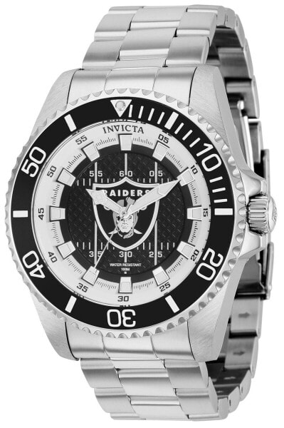 Invicta Men's 36937 NFL Las Vegas Raiders Quartz 3 Hand Black Grey White Dial...