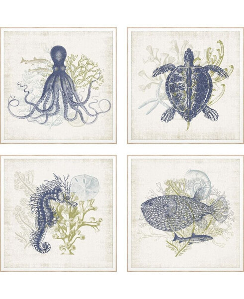 Coastal Ephemera Framed Art, Set of 4