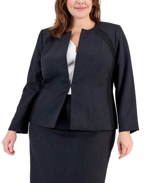 Plus Size Houndstooth Pencil Skirt Suit