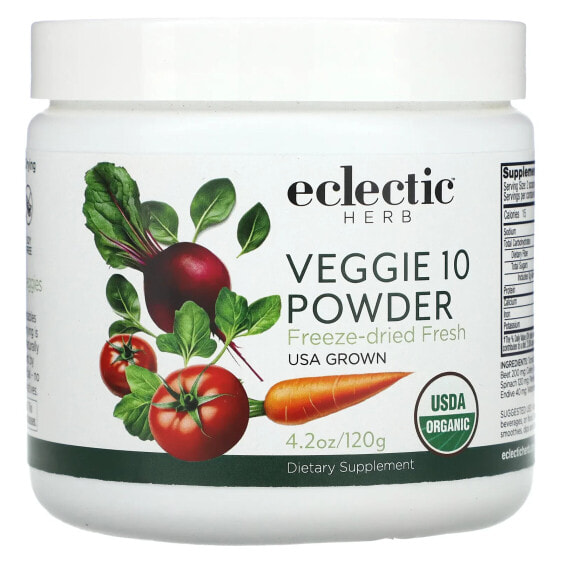 Витаминный порошок Veggie 10, 4.2 унции (120 г) от Eclectic Institute.