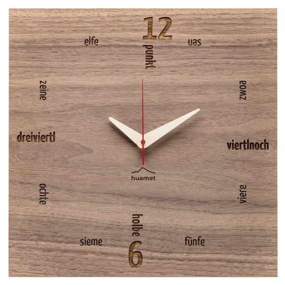 Design Wanduhr Kultuhr Nuss eckig