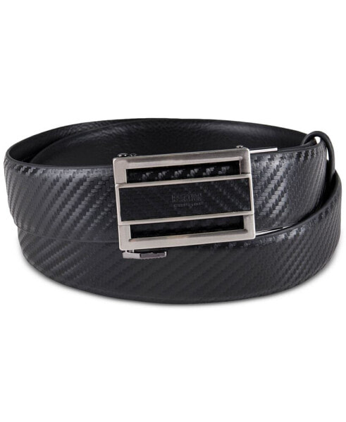 Men's Faux Leather Inlay Track Belt