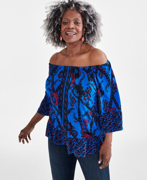 Plus Size Printed 3/4-Sleeve Top, Created for Macy's