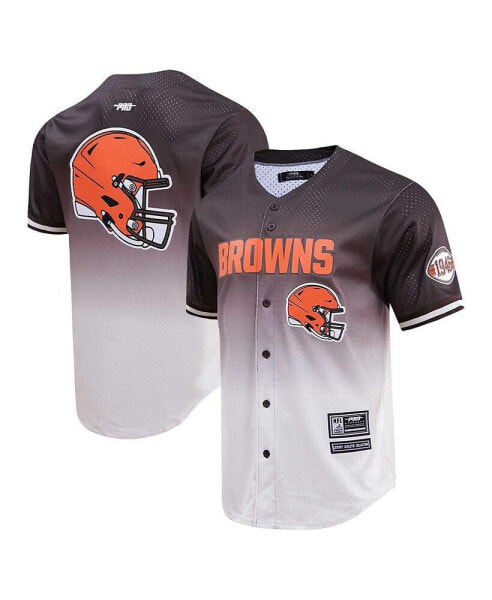 Men's Brown, Cream Cleveland Browns Ombre Mesh Button-Up Shirt