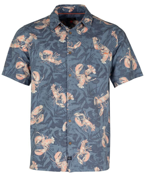 Men's Rock Lobster Graphic Print Short-Sleeve Button-Up Shirt