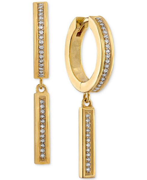 Diamond Bar Dangle Bar Hoop Earrings (1/5 ct. t.w.) in 14k Gold-Plated Sterling Silver, Created for Macy's