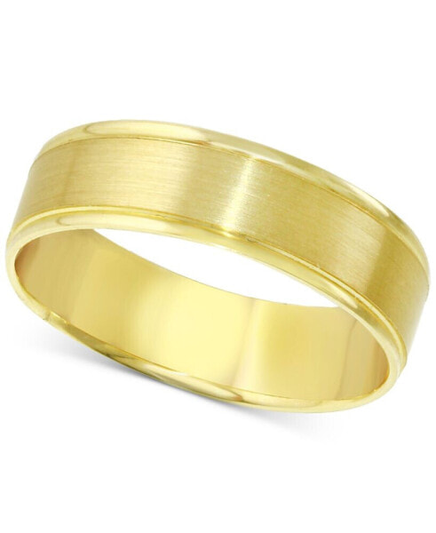 Men's Polished & Textured Beveled Edge Wedding Band in 14k Gold