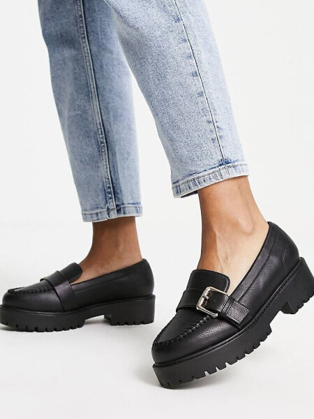 Yours chunky loafer with buckle detail in black