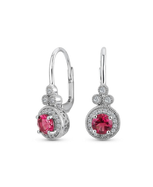Серьги Bling Jewelry Art Deco Pink Topaz Halo Circle